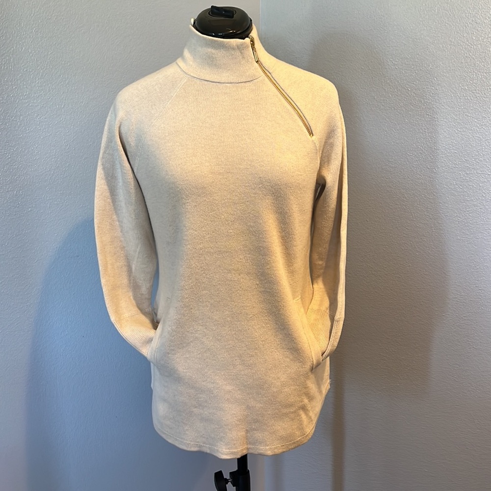 Mock neck light oatmeal sweater